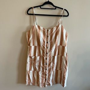 Stripped Linen Pink & White Mini Dress! 🤍🌸💕